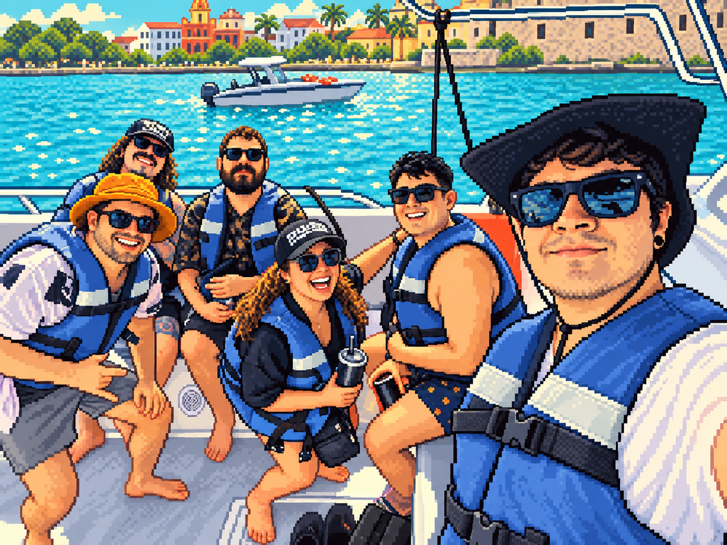 Life jackets equipped. Caribbean adventure loaded.