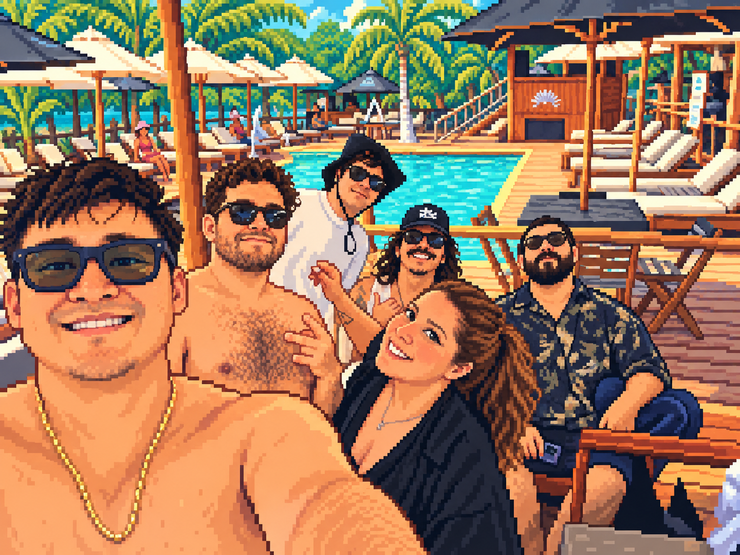 A group selfie at the water’s edge.